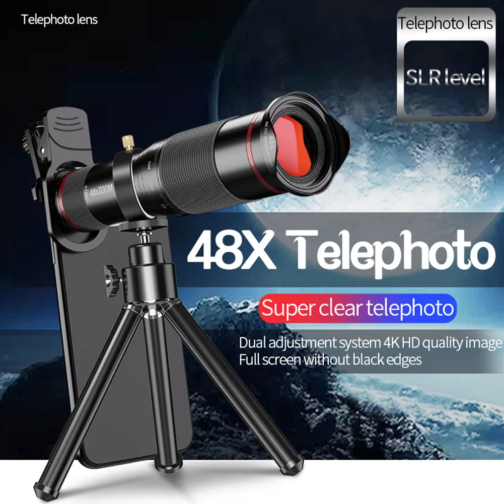 48x 4k Hd Telescope Telephone Camera Lens +tripod Monocular Telephoto
