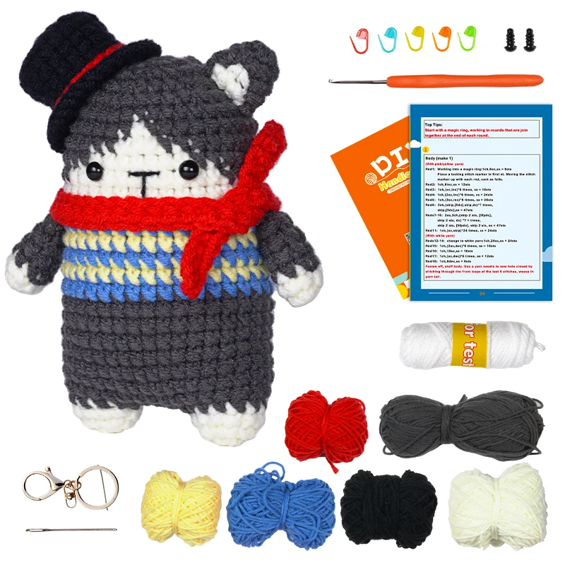 MIUSIE Crochet Set Suitable For Beginners Couple Cat DIY Animal Crochet Kit  with Crochet Accessories and Instructions - AliExpress