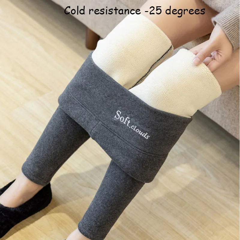 

Autumn Winter Women lamb Fleece Warm Leggings Velvet Thickened Plush Cotton Legging High Waist Solid Casual Tights Pants