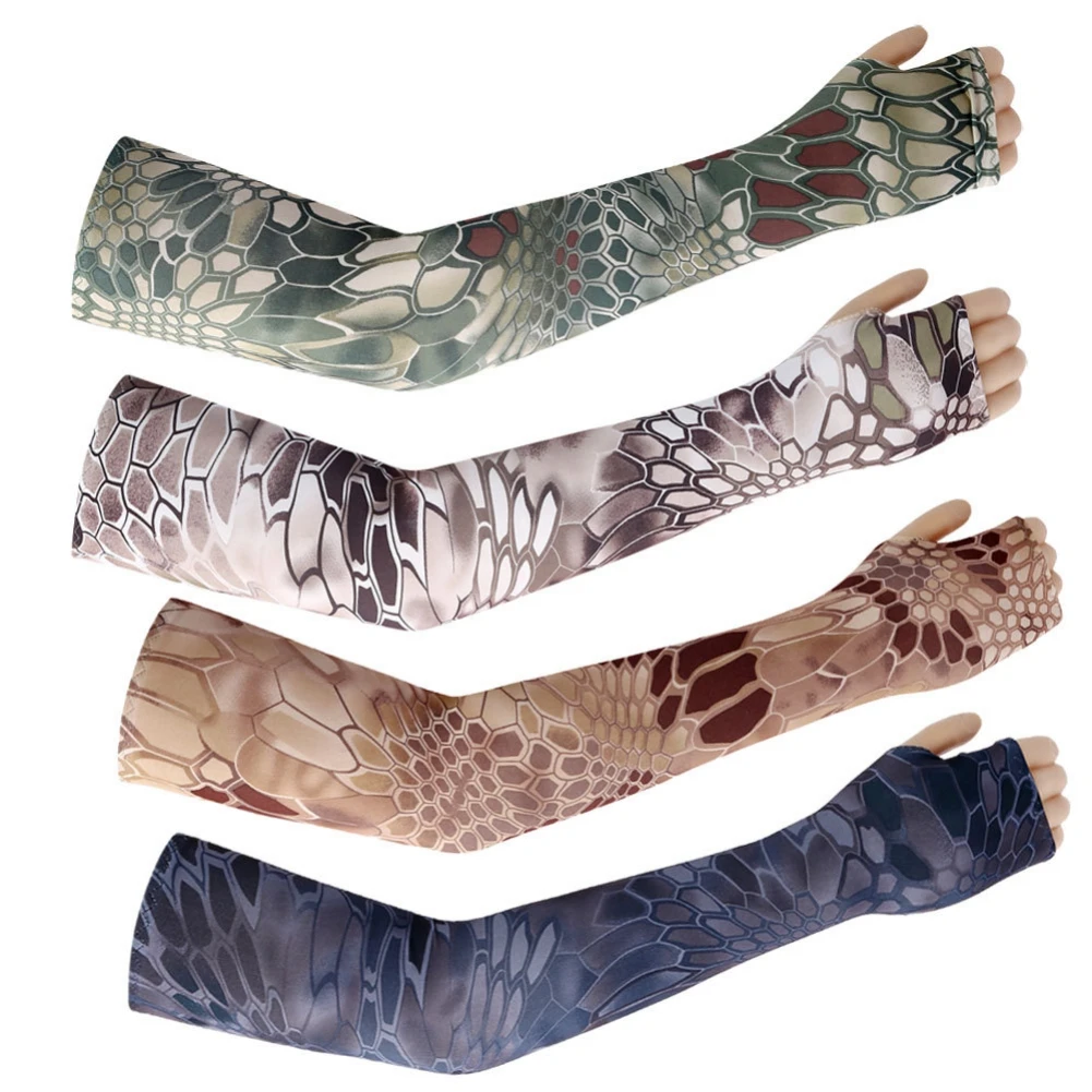 

Outdoor Sport Cycling Running Tattoo Snake Pattern Arm Sleeves Gloves Sun UV Protection Summer Breathable Ice Silk Arm Cover
