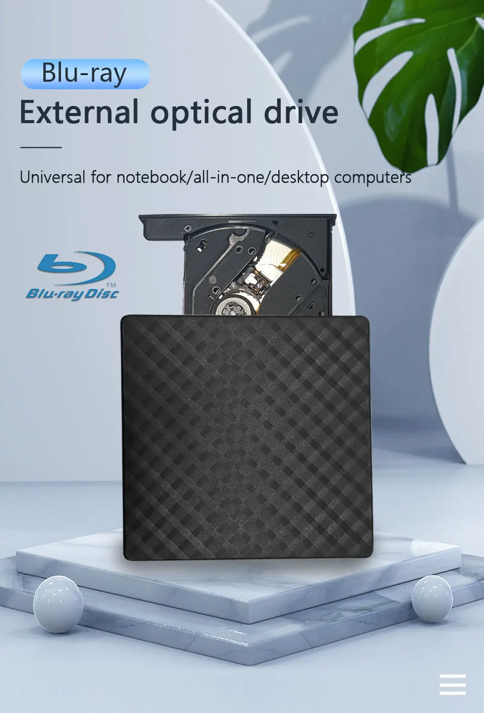 Description Picture 2 of item2 in 1 USB3.0 Type C Slim External DVD RW CD Writer Drive Burner Reader Player Optical Drives For Laptop PC Portable DVD Burner