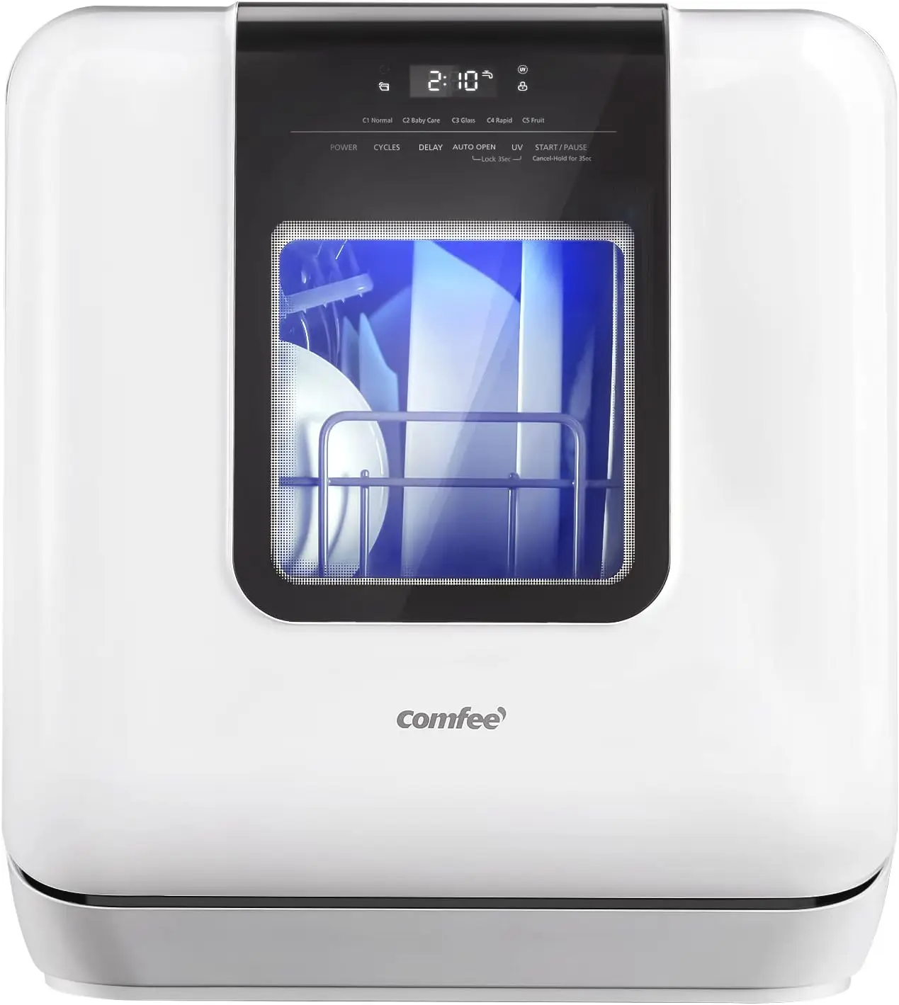 

COMFEE' Countertop Dishwasher, Portable Dishwasher with 6L Built-in Water Tank, Mini Dishwasher with More Space Inside, 7 Progra