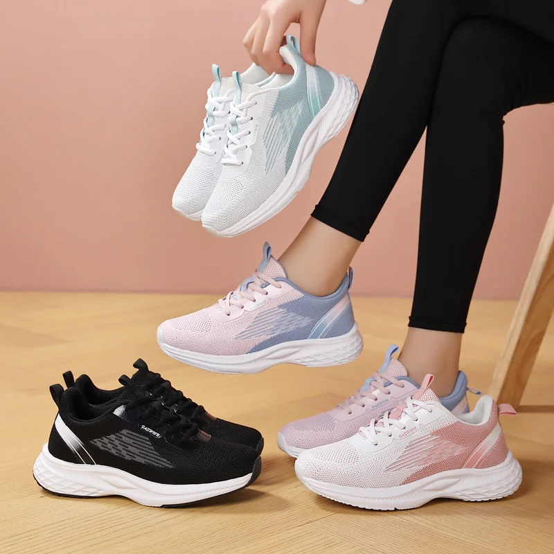 

High quality shoes woman 2024 trend hollow breathable fly knit Ultra light casual sneaker