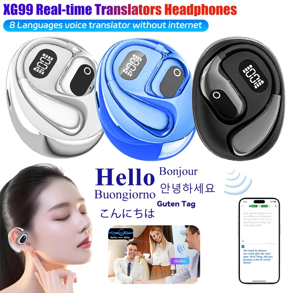 Xg99リアルタイム翻訳イヤホン,ai翻訳イヤホン,インスタント翻訳