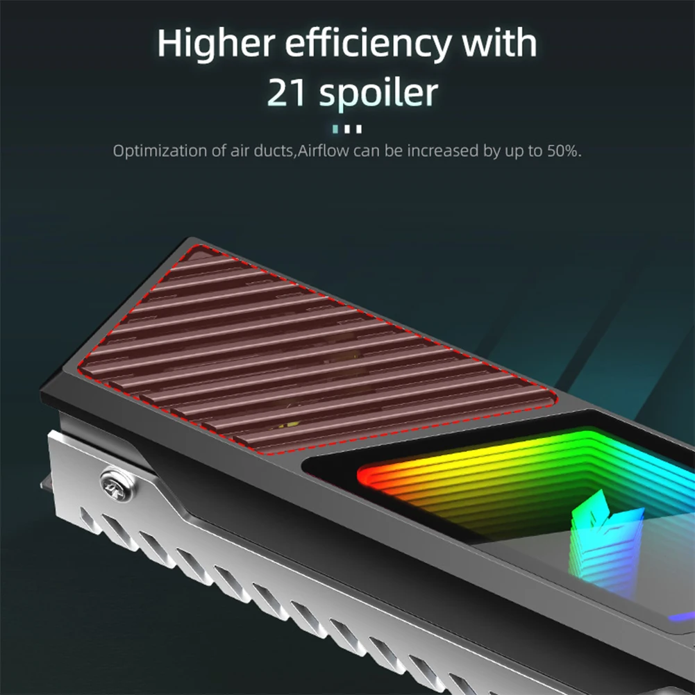 M.2 2280 SSD Heatsink SSD Aluminum Alloy 5V 3 Pin ARGB Radiator Built-in Cooling Fan Hard Drive Heatsink M.2 Radiator Cooler