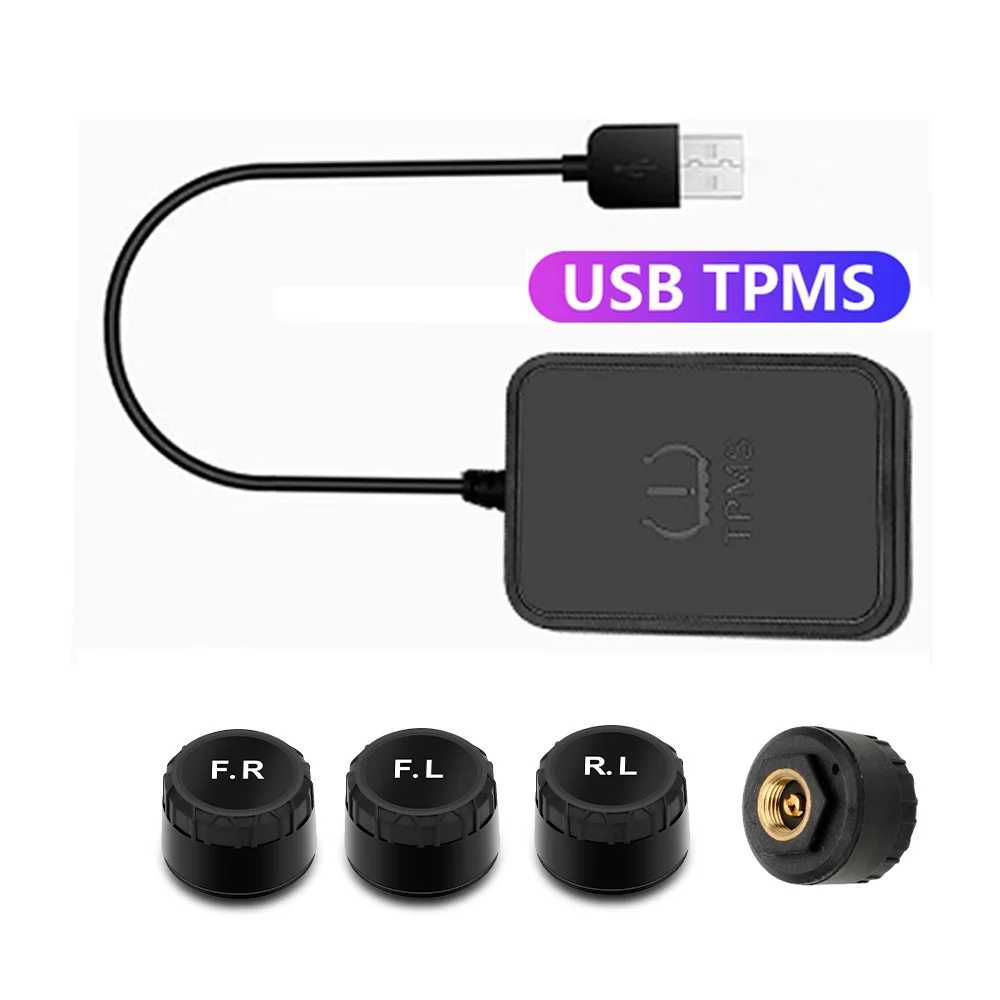 USB TPMS for Car Android Navigation Radio DVD Player Tire Pressure Alarm Monitoring System Tyre External Sensor USB TPMS