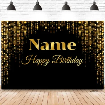사용자 정의 이름 배너 웨딩 사진 배경, 블랙 골든 도트 배경, 사진 스튜디오 생일 파티 아기 포토콜용