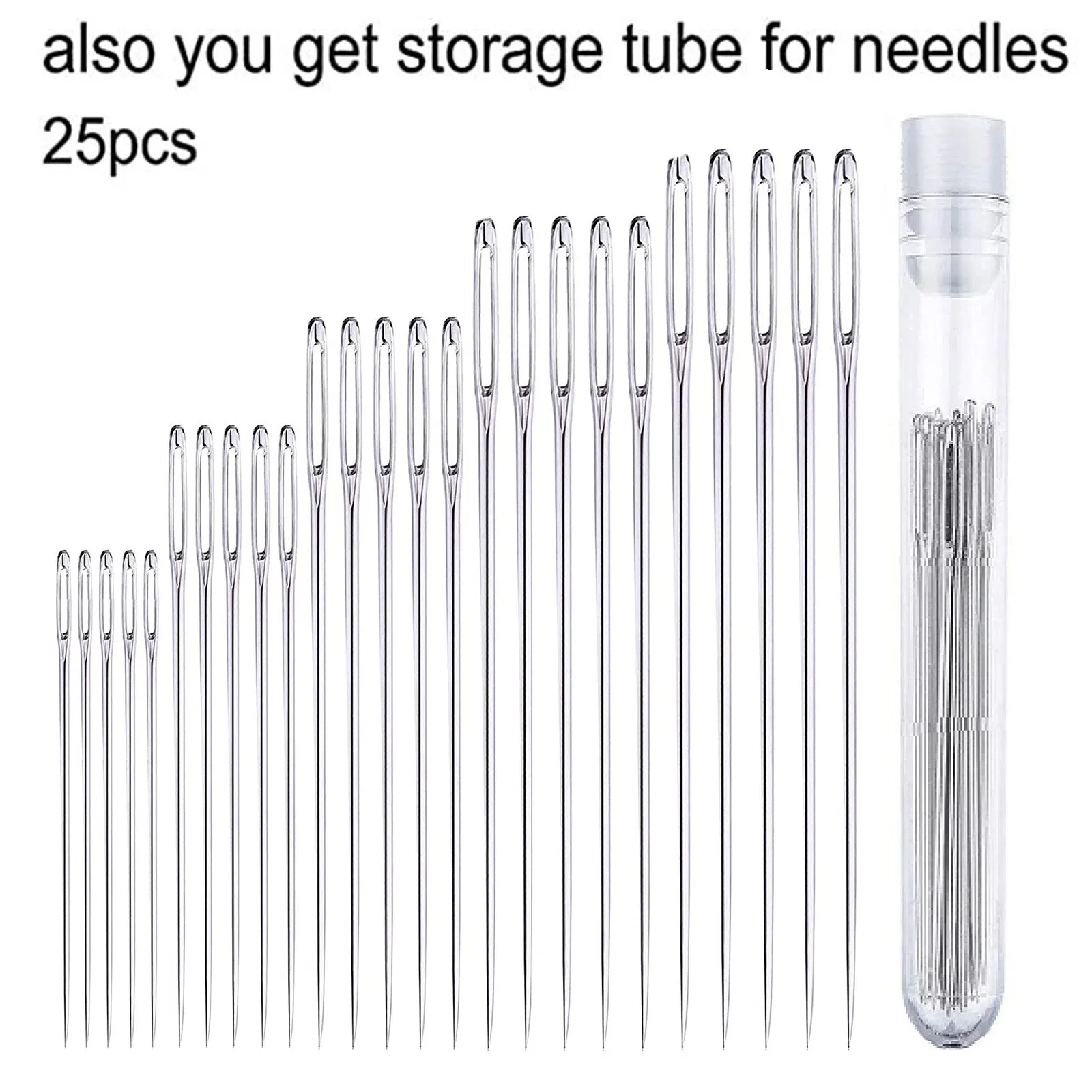 25 Pcs 5 Sizes Stainless Steel Large Eye Needles Cross Stitch Needles Embroidery Tool Household Sewing Tool Sewing L5