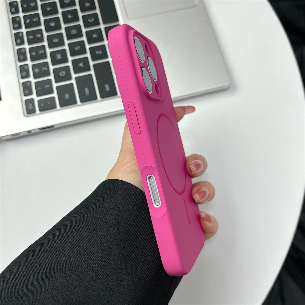 Magnetic Liquid Silicone Phone Case with Wireless Charging and Camera Protection