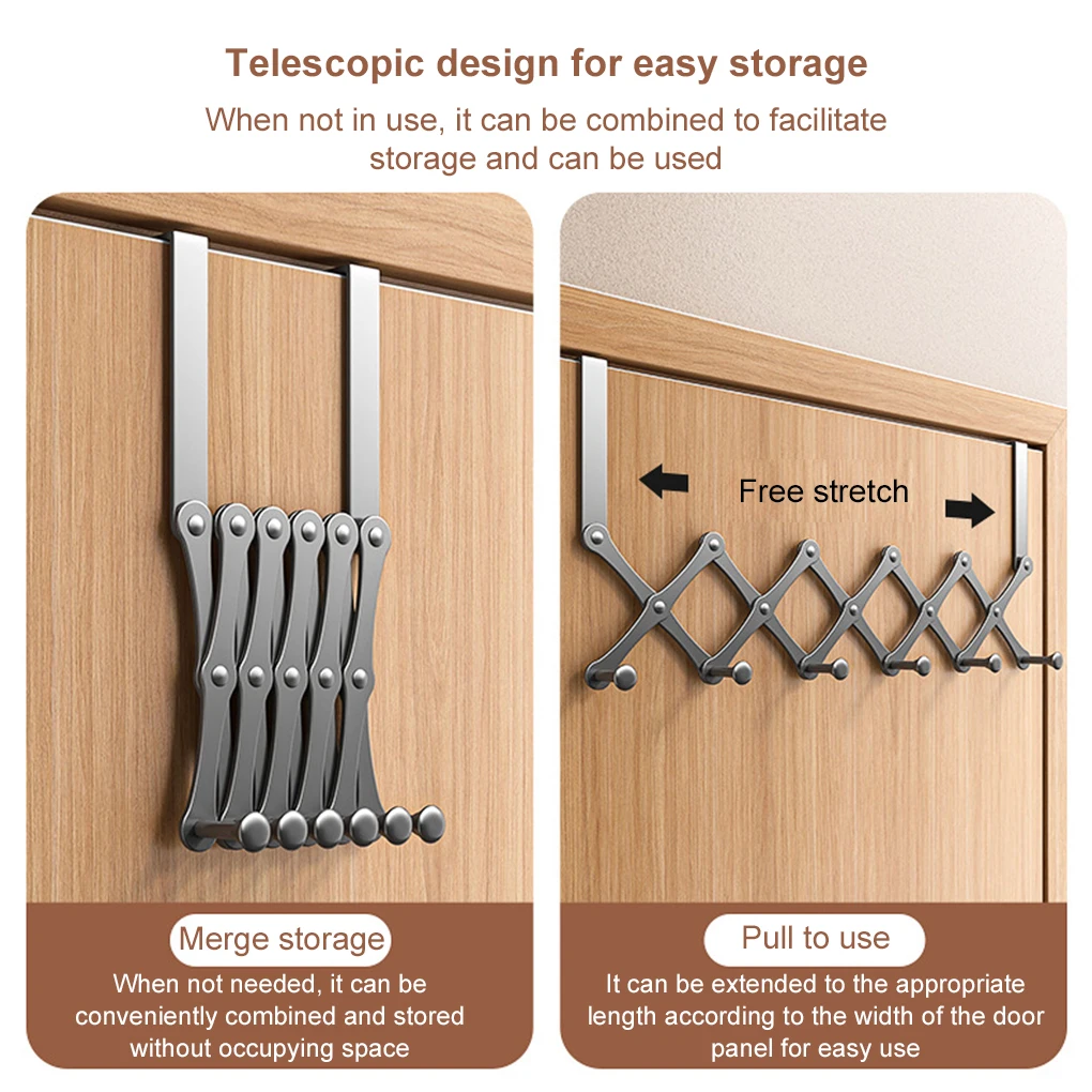 Hooks Over The Door 4/6 Hooks Clothes Coat Hat Towel Hanger Home Bathroom Organizer Rack Kitchen Accessories Holder