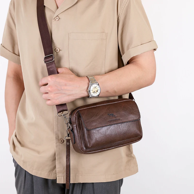 Bag For Men Vintage Solid Color Square Leather Men's Handbag Shoulder Crossbody Bag Sacoche Homme Messenger Bolso Hombre