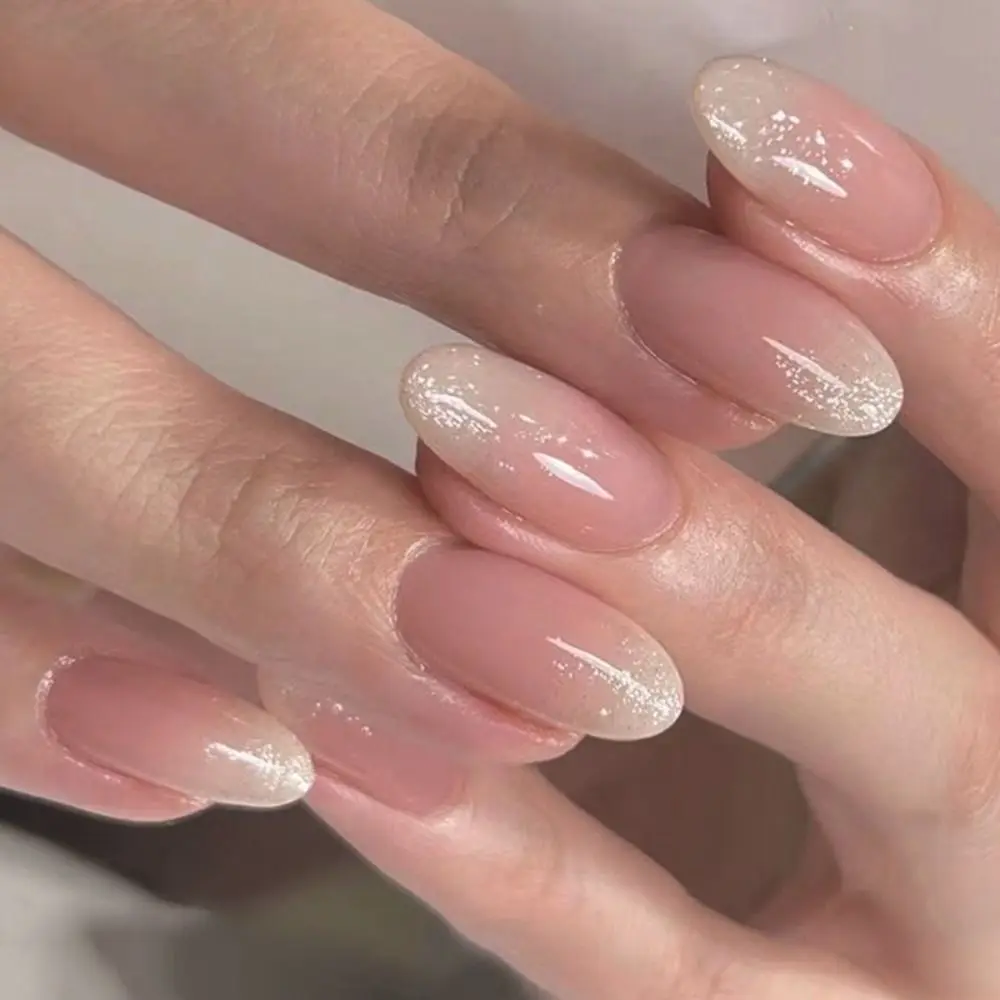 24pcs Shinny Almond False Nails Gradient Pink Glitter Aurora Fake Nails 24pcs-shinny-almond-false-nails-gradient-pink-glitter-aurora-fake-nails