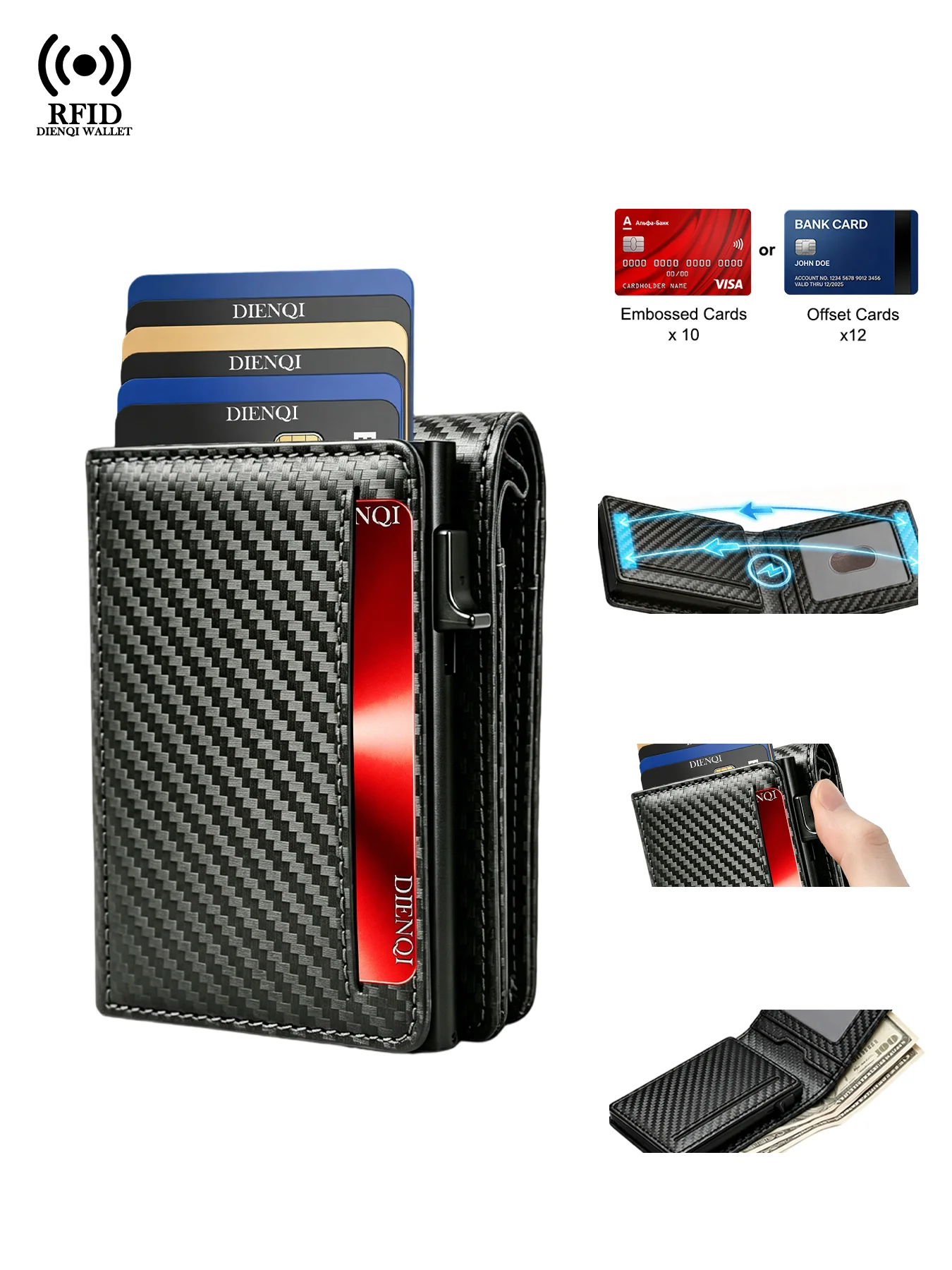 Magnetic Minimalist RFID Smart Wallet - Luxurious Metal Card Holder and Pop-Up Case