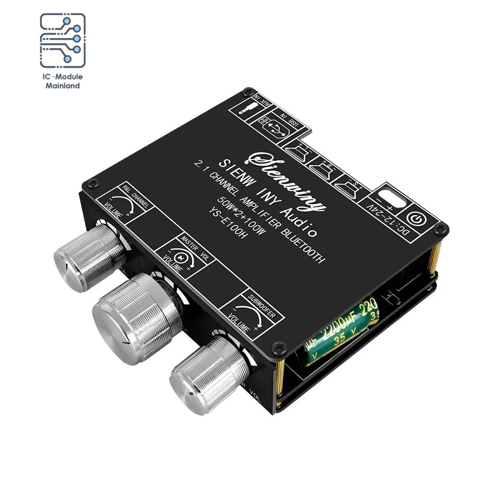 

XY-E100H 50W*2+100W Audio Power Amplifier Board 2.1 Channel High Low Bass Bluetooth Subwoofer Module USB Sound Card Input