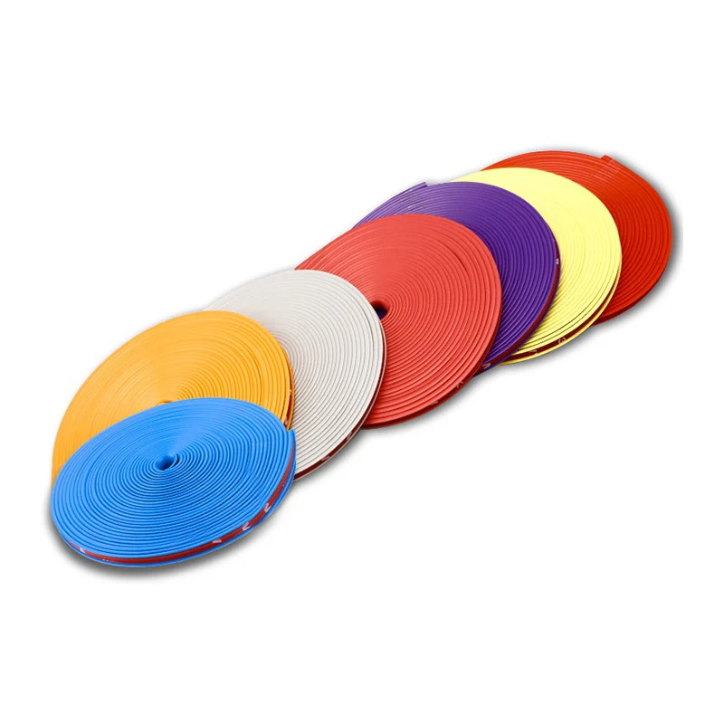 Car Bumper Strip 8 Meters Red Wheel Hub Ring Moulding Trim Edge Protective Car Styling Exterior Accessories