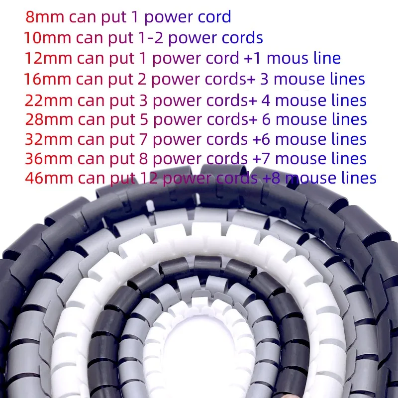 Line Flexible Spiral Cable Organizer Storage Pipe Cord Protector Management Cable PE Tube 1/3/5/10 Meter 8/12/16/22/28/32/42mm cable protector cable wire protector cable sleeve protective sleeve cable sleeve protector cable concealer
