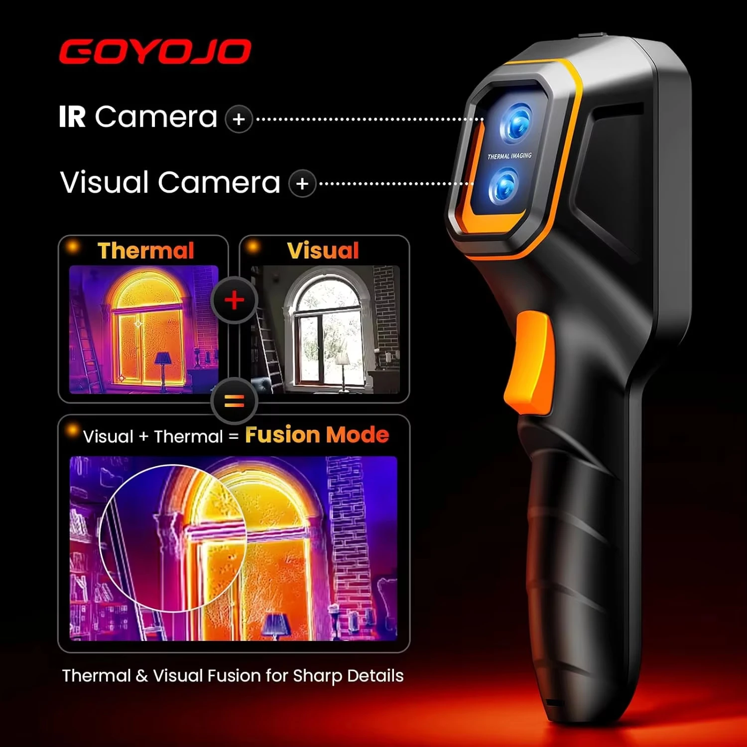 GOYOJO Thermal Imaging Camera 2in1 Super IR 640x480 Handheld Thermal Imager Electrical Test for HVAC Electrical Detect