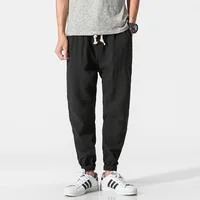2024 Japanese Slacks Plus Size Chinese Style Bloomers Men's Linen Pants Men's Cotton Linen Pant Learm Pants Leggings 2