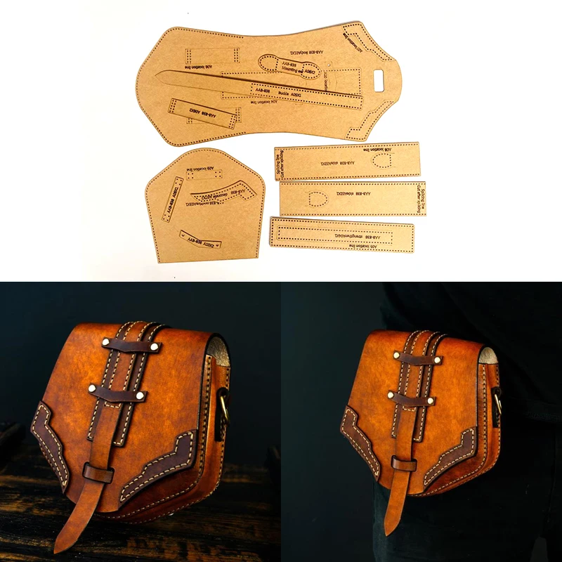 Fashion Knight fanny Bag Cut-free Kraft Paper Pattern Drawing Template DIY Handmade Leather Enthusiasts 18x18cm leather craft template sewing template