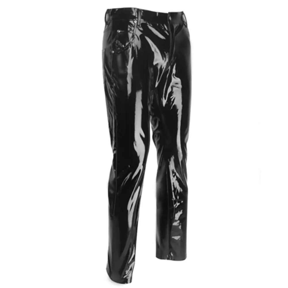 Shiny PVC Latex Trousers Men Motorcycle Mens Pants Fashion Faux Leather Riding Waterproof Motor Biker Male Street Pants