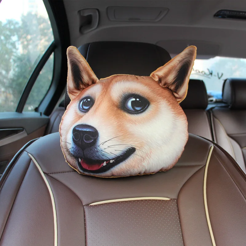 3D Husky Car Headrest Neck Pillow Car Seat Pillow Neck Four Seasons Cartoon Interior Supplies