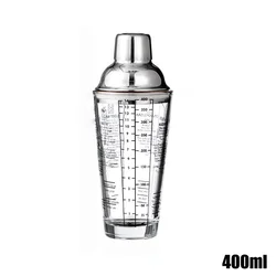 Elegant Glass Cocktail Shaker with Stainless Steel Lid - Scaled (400ml)