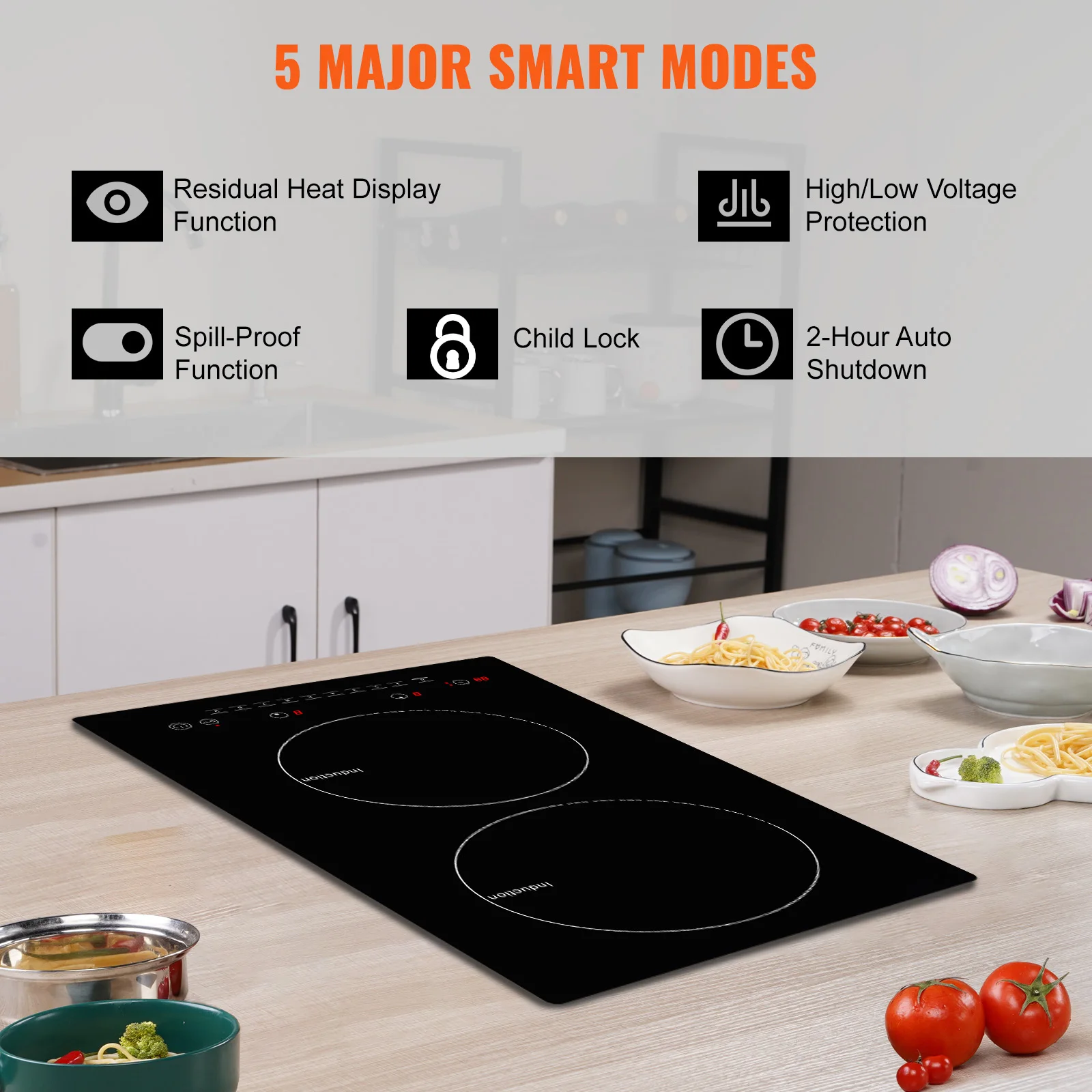 SucceBuy 2 Burners Electric Induction Cooktop Stove Hob Built-in Burner Cooker Sensor Touch Control Magnetic Cooker Hot Plate induction cooktop