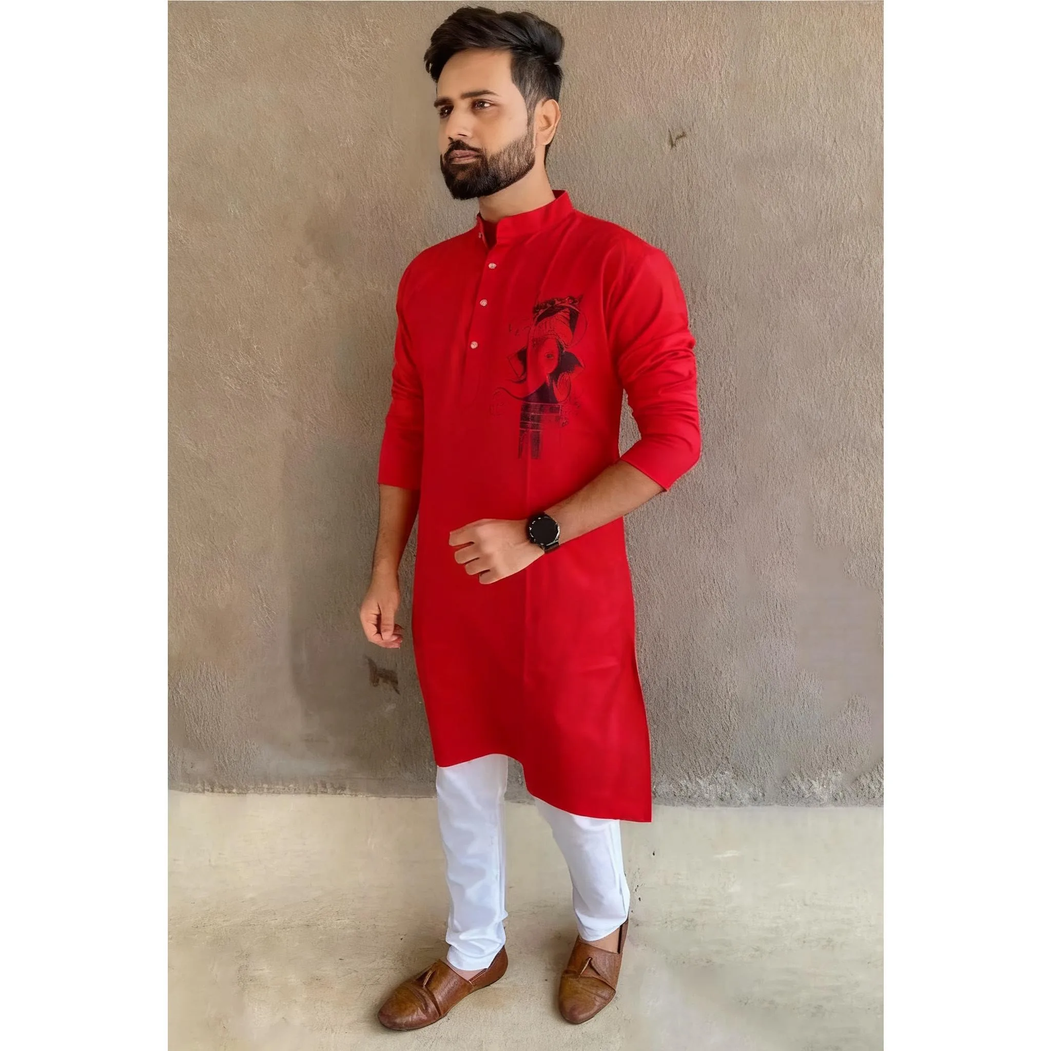 2026 muslimische Herren-Robe, langärmelig, Ethno-Stil, Stehkragen, arabische Kleidung, islamische Freizeit-Robe für Herren, nationaler Stil – Detail 12