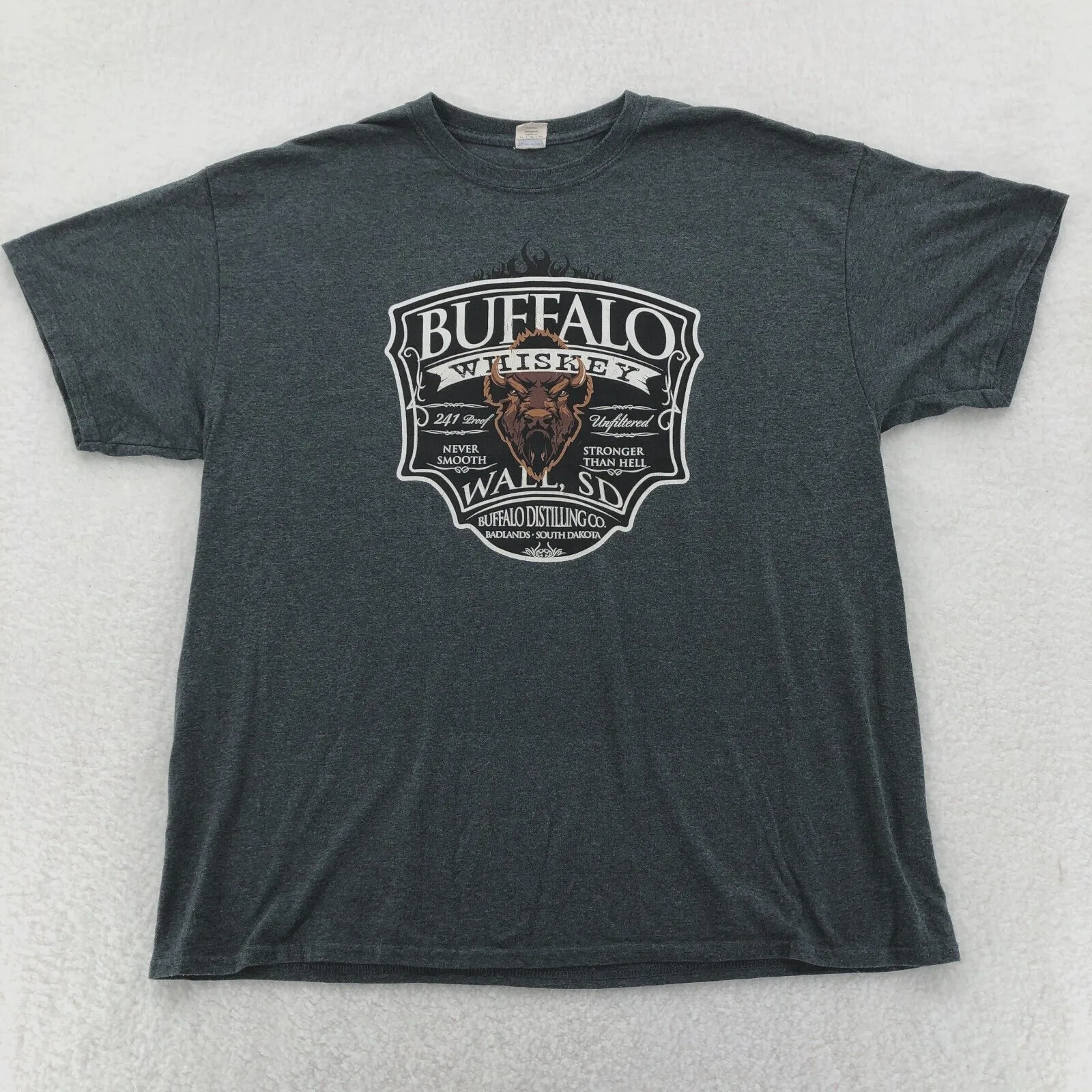 Camicia Da Uomo Buffalo Whisky Extra Large Grey Wall Sd Distilling Badlands Bar Drink Maniche Lunghe