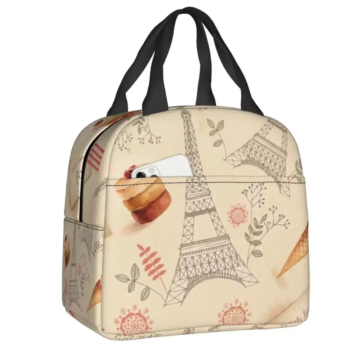 

2024 Love From Paris Eiffel Tower Thermal Insulated Lunch Bags Women Romantic Portable Lunch Tote For School Storage Food Box
