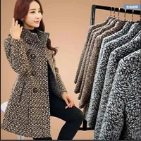 2024 Autumn/Winter New Stand collar Woolen Jacket Women's Fashion Slim Long sleeved Coat Double breasted Female Casual Overcoat 2