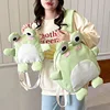 Women funny cute little frog cartoon backpack bag girl student small school bag 1