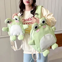 Women funny cute little frog cartoon backpack bag girl student small school bag 1