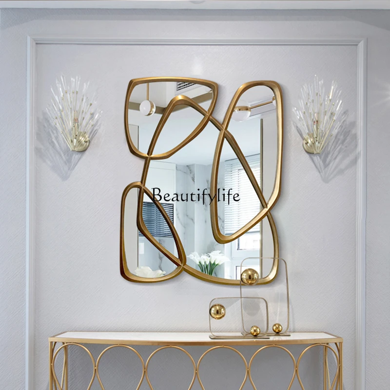 European and American antique gold entrance living room decorative mirror bedroom dressing mirror - Image 2