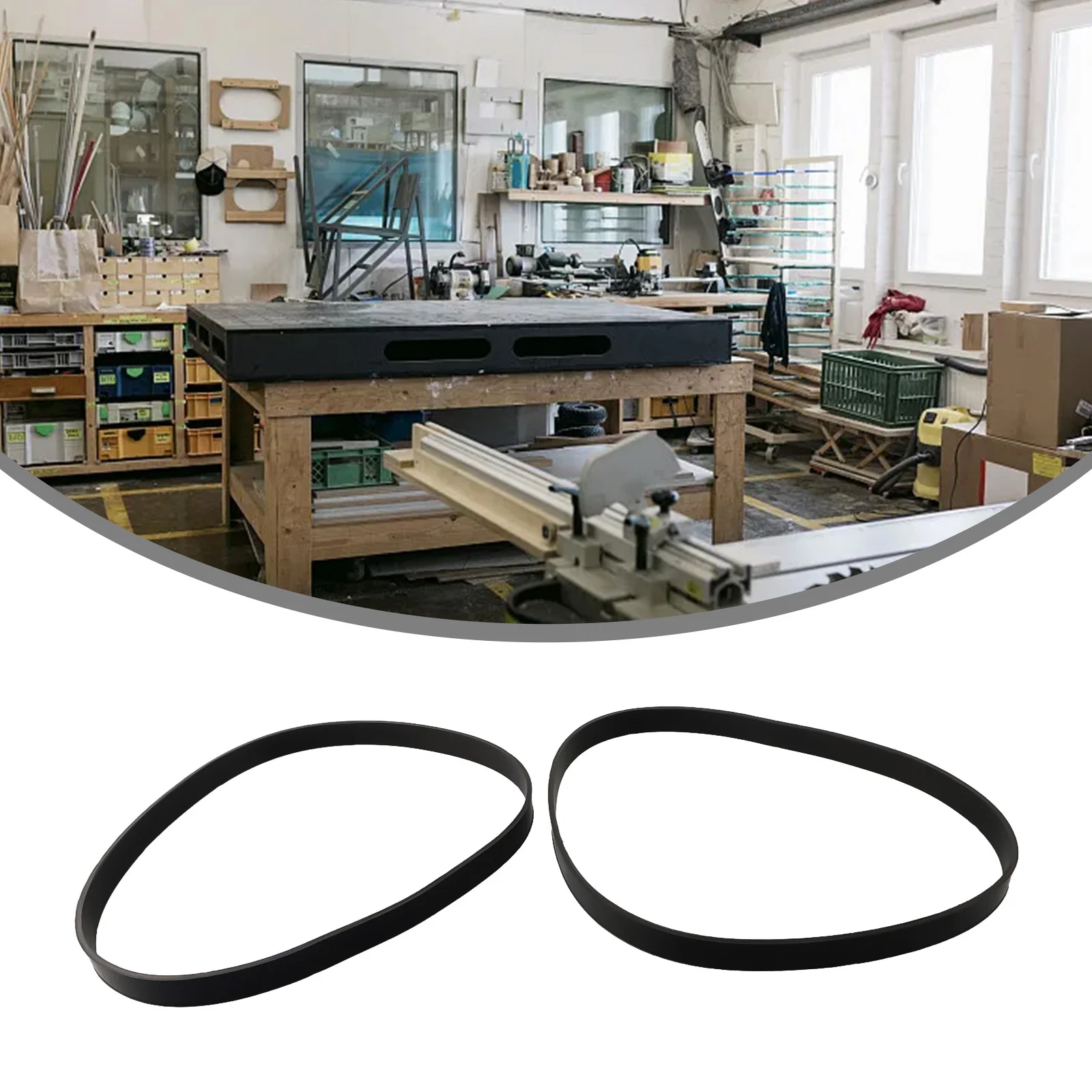 

2pcs WoodWorking Band Saw Rubber Band Band Saw Scroll Wheel Rubber Ring 8-14Inch Anti-slip Anti-noise Rubber Apron