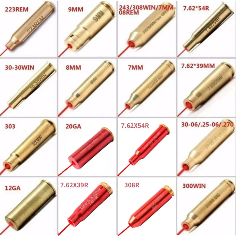 Tactical Red Laser Bore Sighter Training Boresighter for 12GA 20GA .223 .308 7.62 9mm Caliber Zeroer Calibrator Red Dot Lasers