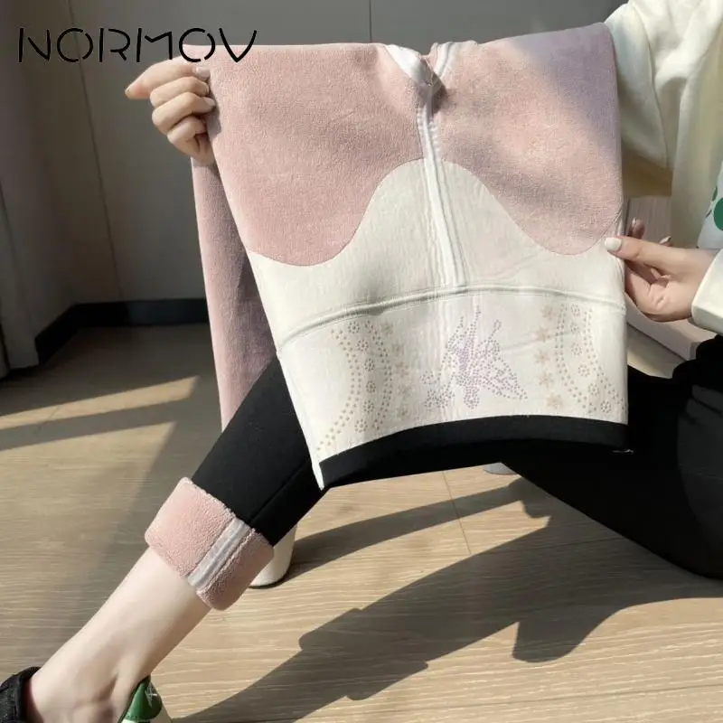 

NORMOV Winter Warm Women Pants Thicken Thermal Pants Ladies Velvet Fleece Pants High Waist Cold Resistant Casual Leggings