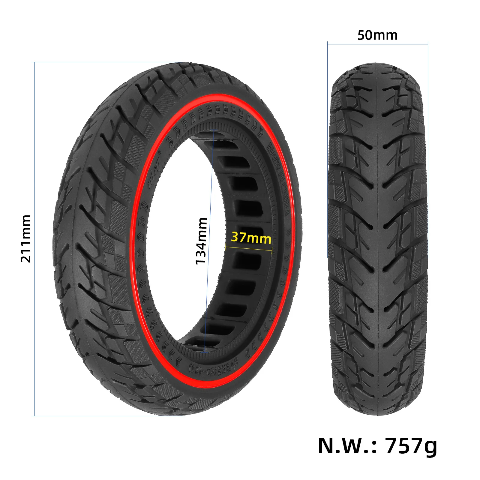 8.5×2 Off-Road Solid Tire for ZERO 8 9 VSETT 9 INOKIM Light 2 Electric  Scooter 8.5 Inch Anti-Punctured Honeycomb Solid Tyre Tire