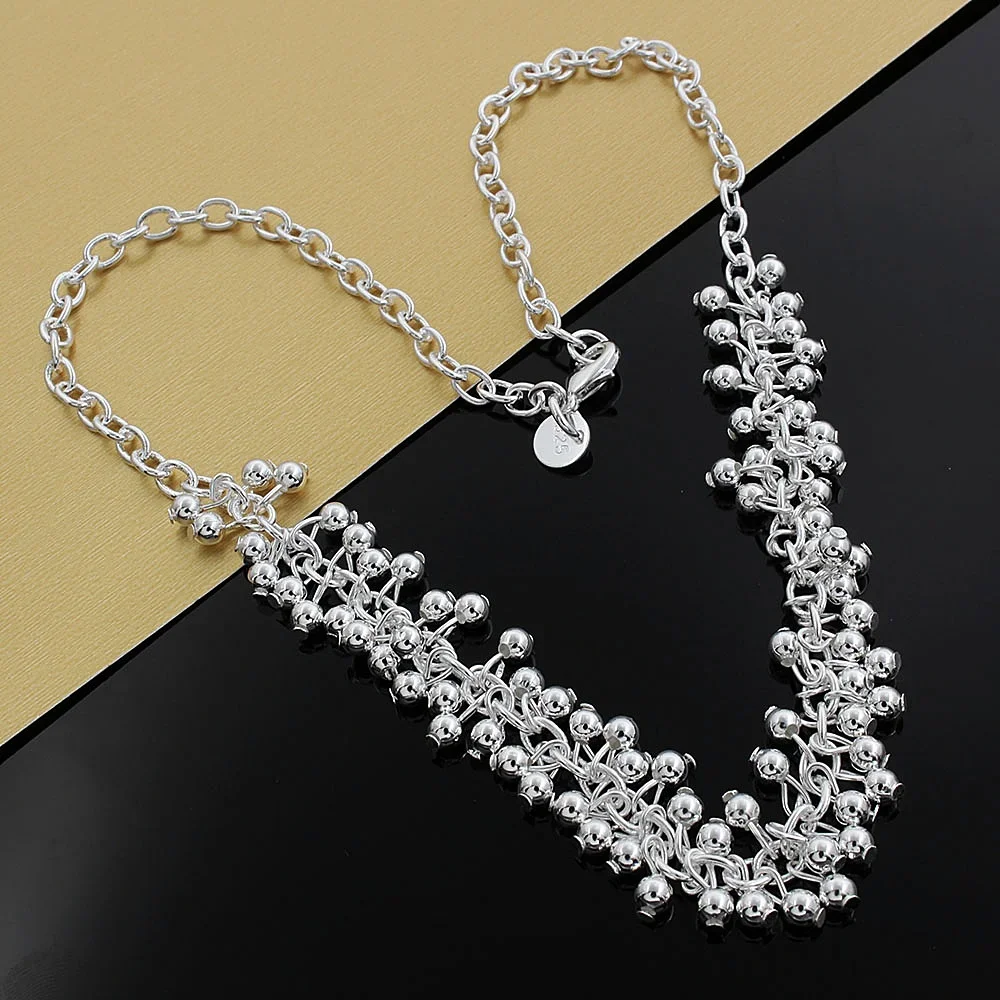 

Noble Charms 925 Silver Color Pretty Smooth Beads Grape Necklace for Women Fashion Classic Jewelry Wedding Party Holiday Gift