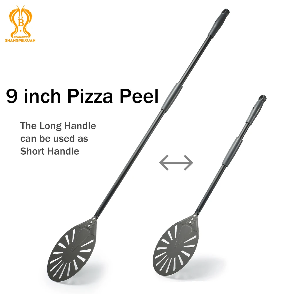 9 inch Pizza Turning Peel Hard Anodized Pizza Shovel Aluminum Alloy Detachable Handle Oven Accessories