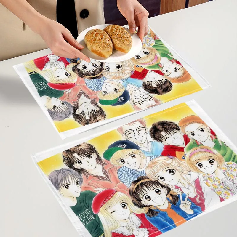 Marmalade Boy Kitchen Placemat Anime Girl Cotton Linen Dining Table Mats Bohemian Coaster Pad Bowl Cup Mat Home Decor 7.10