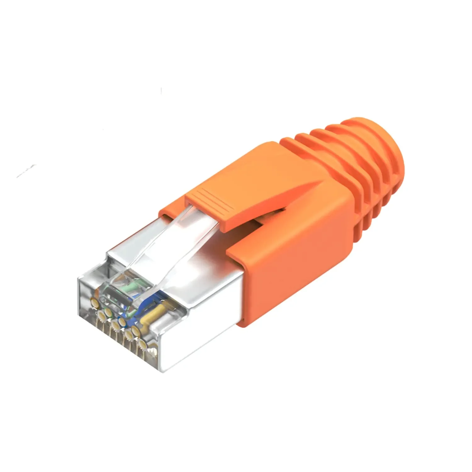 ZoeRax Cat7 Cat6A RJ45 패스 스루 커넥터, 3 프롱 50μ 금도금 모듈러 플러그 이더넷 엔드, 스트레인 릴리프 부츠 포함