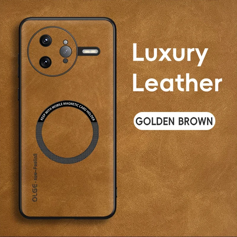 Magnetic Retro Leather Soft Case with Wireless Charging Compatibility