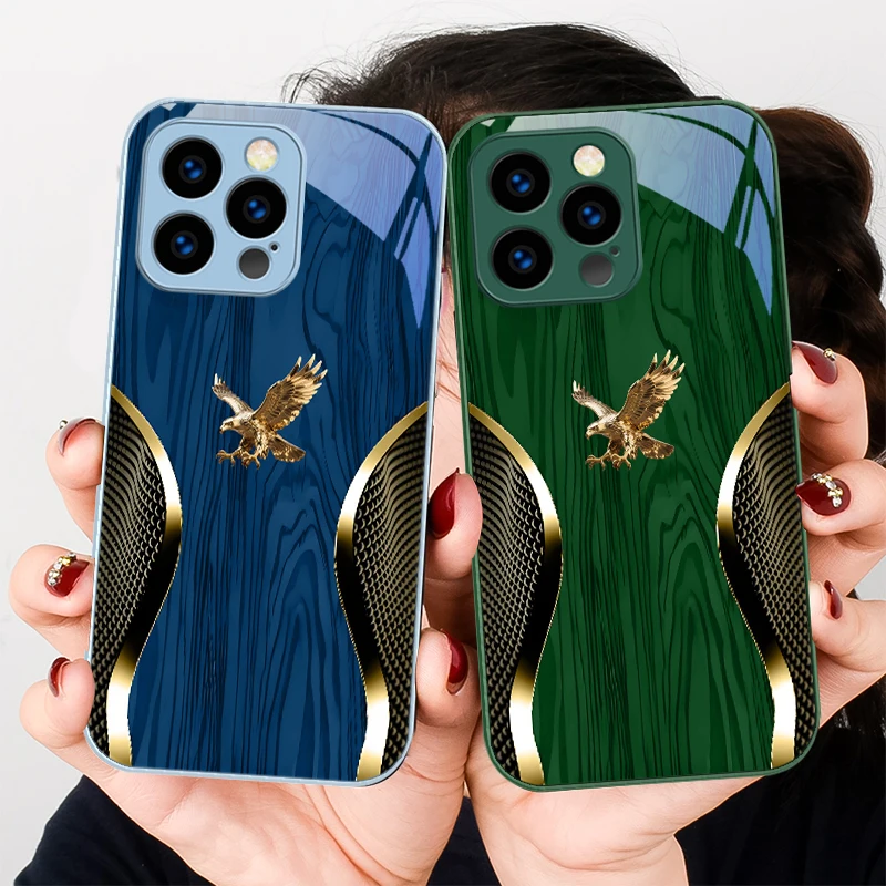 Noble Golden Eagle Ring Design Tempered Glass Phone Case