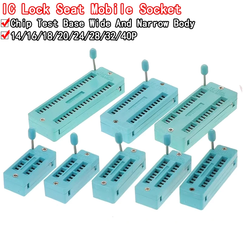 1pcs/lot 14 16 18 20 24 28 32 40 P Pin 2.54 MM Green DIP Universal ZIF ...