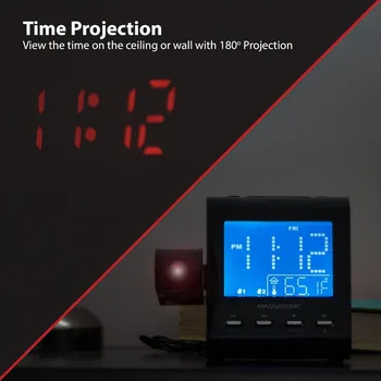 Projection Alarm Clock Radio with Dual Alarm Auto Time Set Temperature Display 3