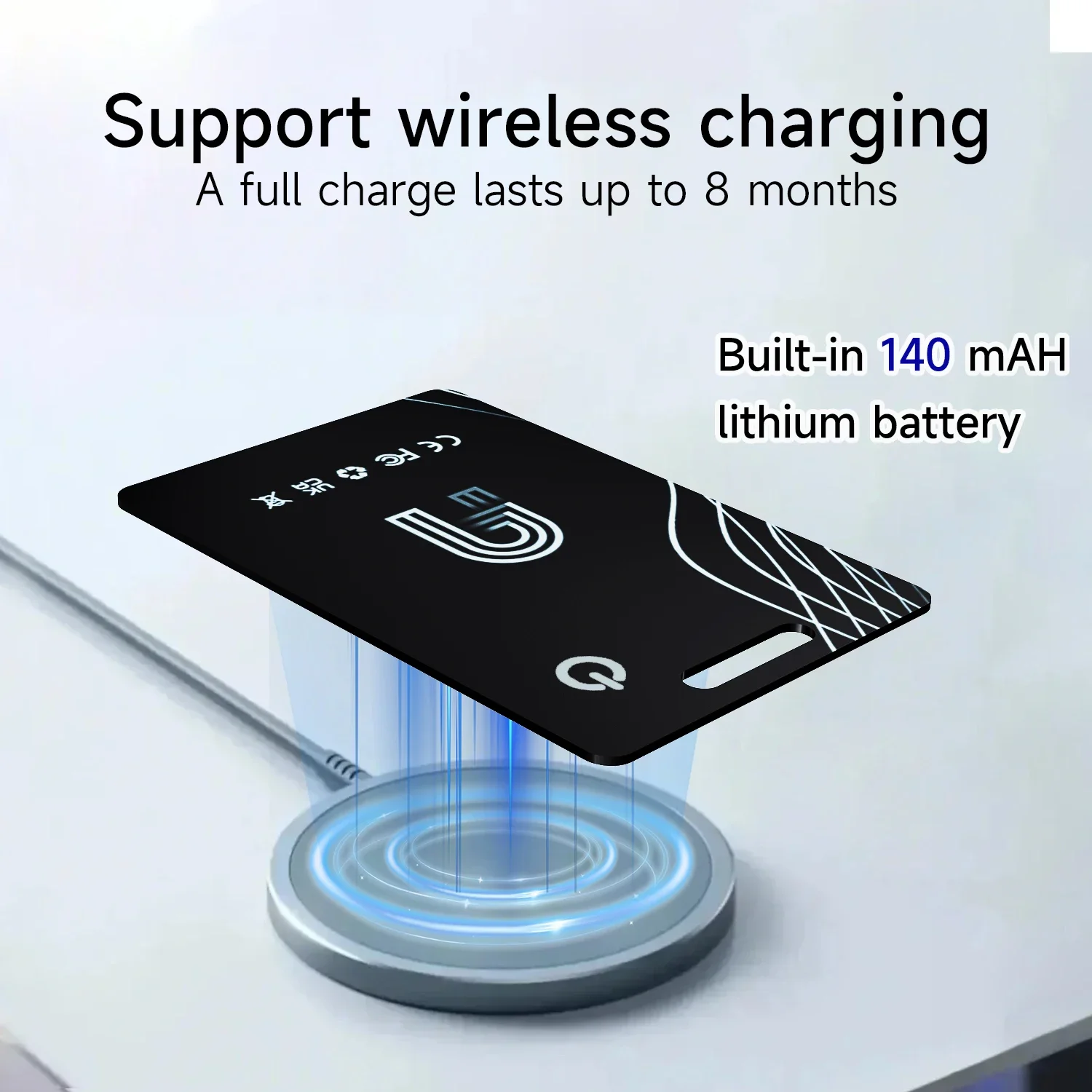 Bluetooth Wallet Tracker Card ultra thin Wireless Charging Works with thumbnail 4