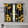 2pcs, Curtains Digital Printed 2D print Sunflower Happy Birthday Durable 100% Polyester Fabric (without rod) Room Decor Use for 3