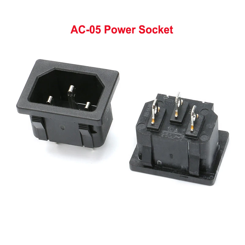 5 Pz Ac-05 10A/250V Presa Di Corrente A Scatto Presa Di Alimentazione Ca Presa Da Incasso Connettore Per Montaggio A Pannello 3Pin
