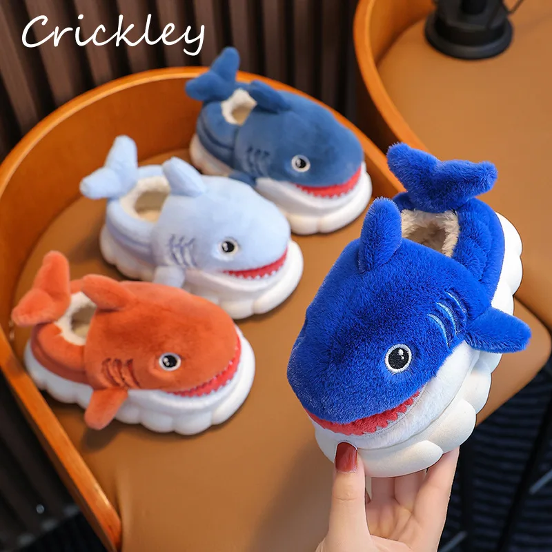 3D Shark Boys Girl's Winter Shoes Cartoon Warm Plush House Family Slippers For Girls Boys Soft Comfortable Mum Children Slippers basketball toy cartoon animal children family interactive educational toy punching indoor outdoor shooting toys for boys girls